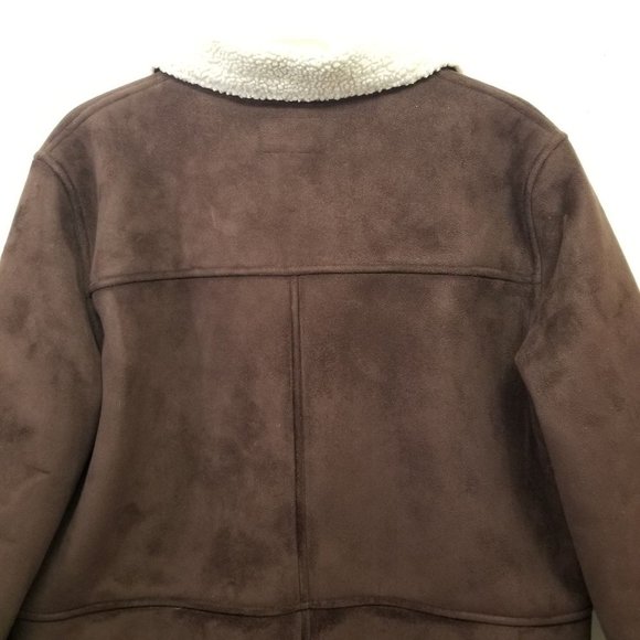 Ralph Lauren Brown Suede Sherpa Lined Coat L Rancher Western Cosplay - Picture 5 of 10